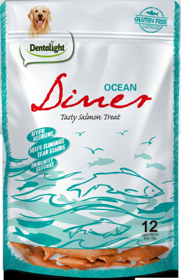 Ocean Diner - חטיף היפואלרגני בטעם סלמון (צורת דג) 108 גרם