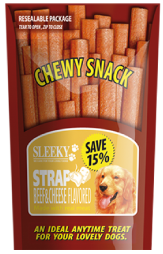 SLEEKY חטיף רצועות בטעם בקר וגבינה 175 גרם