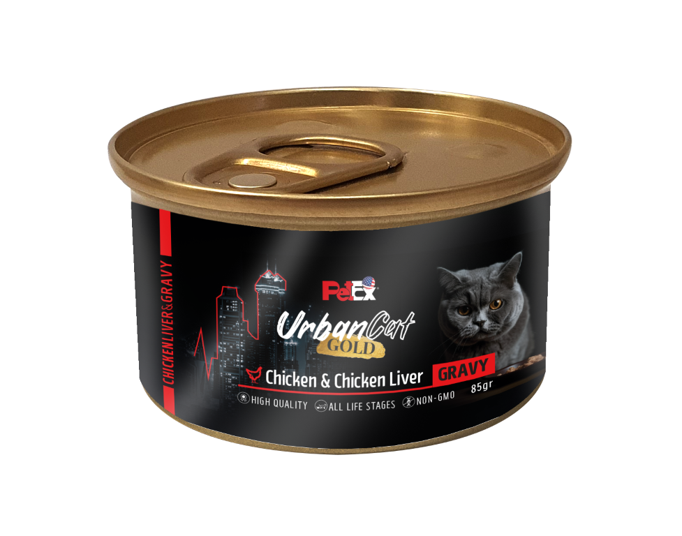 Petex מעדן עוף עם כבד עוף ברוטב 85 גרם אורבן קט גולד