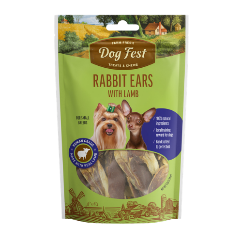 Dog Fest - אוזני ארנב עם כבש לכלבים קטנים (55 גרם)