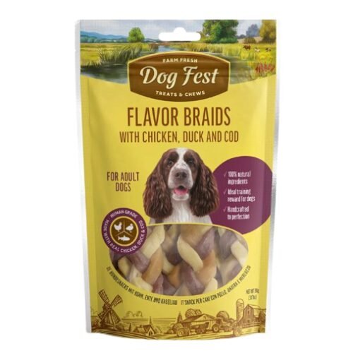 Dog Fest - חטיפי בשר עוף ברווז ודג בקלה flavor bra