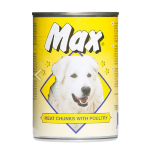 MAX שימורים לכלב עוף חתיכות 410 גרם