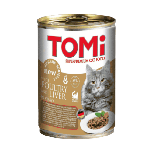 TOMI שימורים לחתול בטעם עוף וכבד 400 גרם