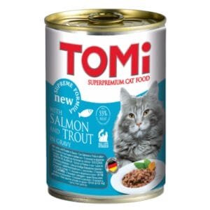 TOMI שימורים לחתול בטעם סלמון ופורל 400 גרם