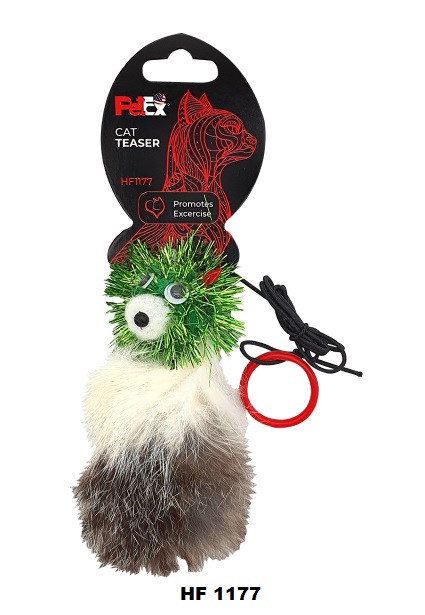 PETEX צעצוע לחתול בצורת ראש ירוק ופרווה בתוספת קטניפ
