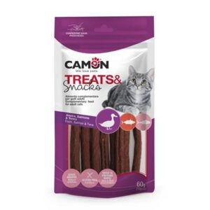 Camon חטיף מקלוני ברווז וסלמון לחתולים 60 גרם