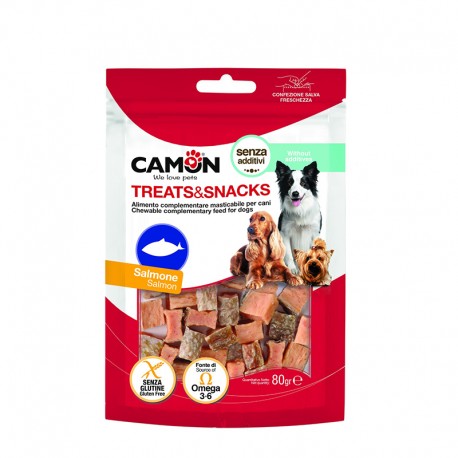 Camon חטיף קוביות סלמון עם עור 80 גרם