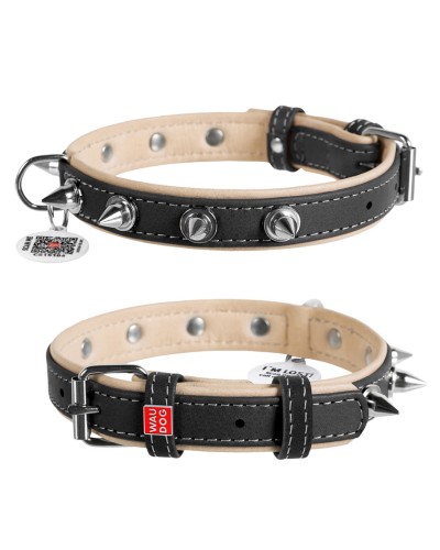 WAUDOG קולר עור עם ניטים S שחור
