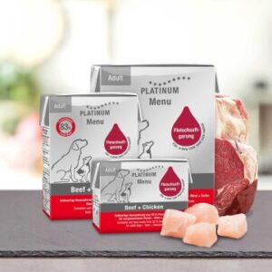 Platinum שימורים לכלבים 375 גרם בקר ועוף