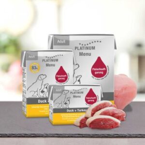 Platinum שימורים לכלבים 375 גרם ברווז והודו