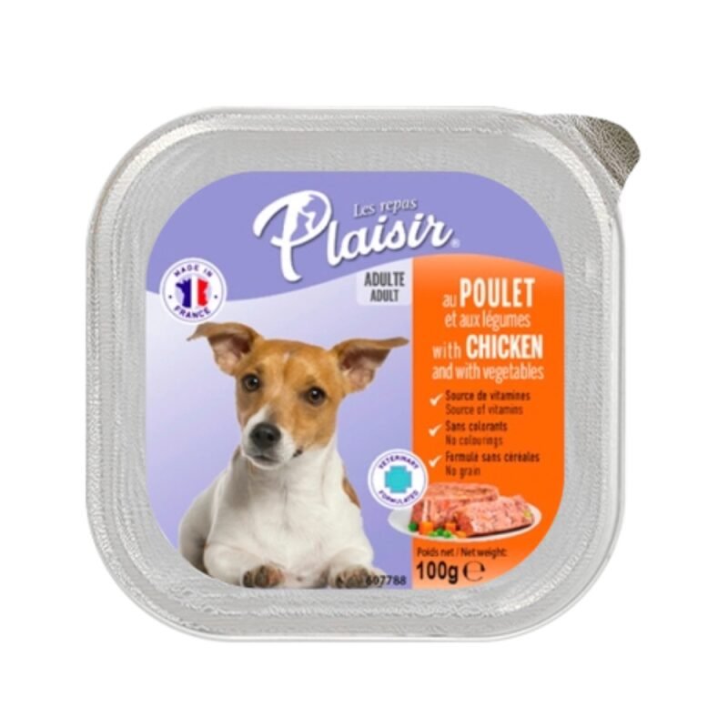 Plaisir - מעדן לכלב עוף וירקות 100 גרם