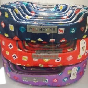 PET HOUSE מיטת בד עגולה מודפסת 32 ס"מ