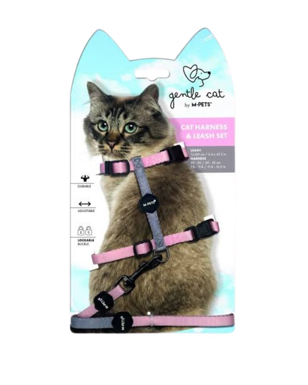 M-PETS רתמה + רצועה לחתול ורוד