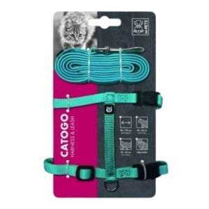 M-PETS רתמה + רצועה לחתול טורקיז